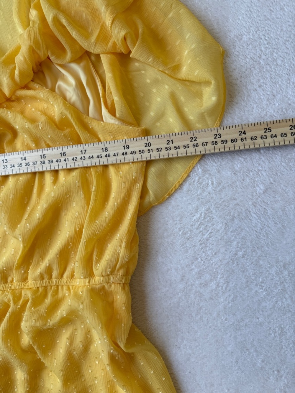 Justfab Yellow Swiss Dot Off Shoulder Mini Dress Boho Flutter Sleeve Women’s XXL - Picture 7 of 12